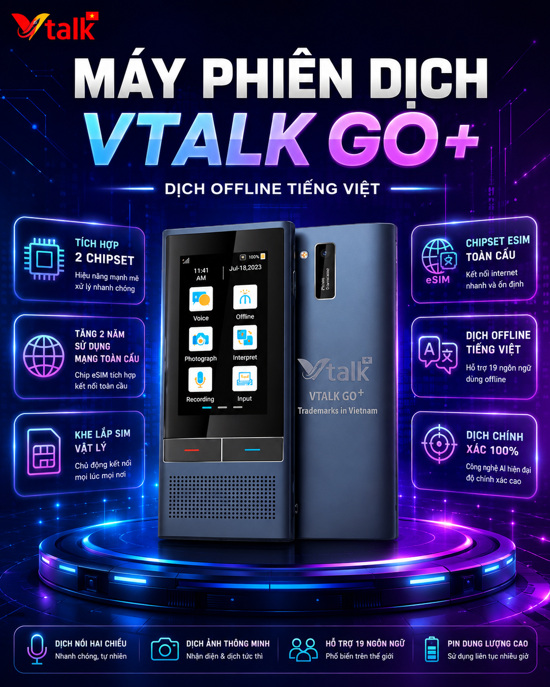 Máy Phiên Dịch VTalk Go+ 2024