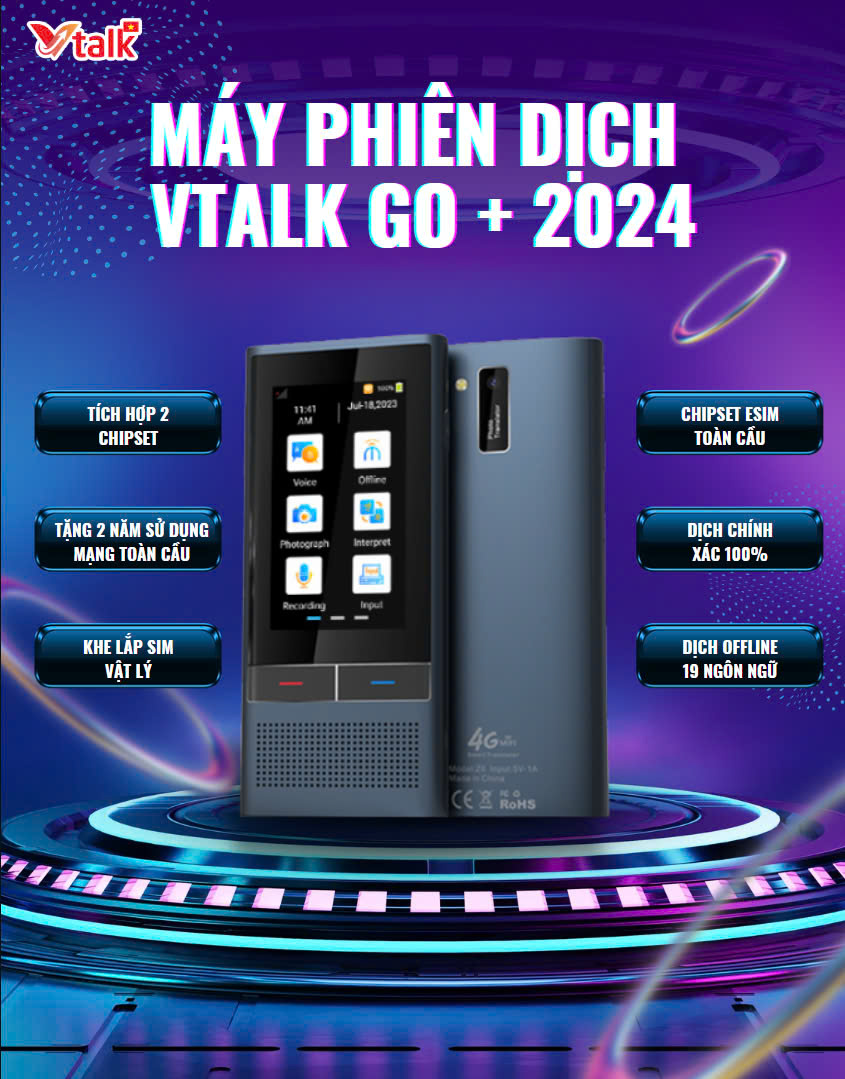 Máy Phiên Dịch VTalk Go+ 2024 - Máy Phiên Dịch Mang Thương Hiệu Việt Nam Máy Phiên Dịch VTalk Go+ 2024 - Máy Phiên Dịch Mang Thương Hiệu Việt Nam
