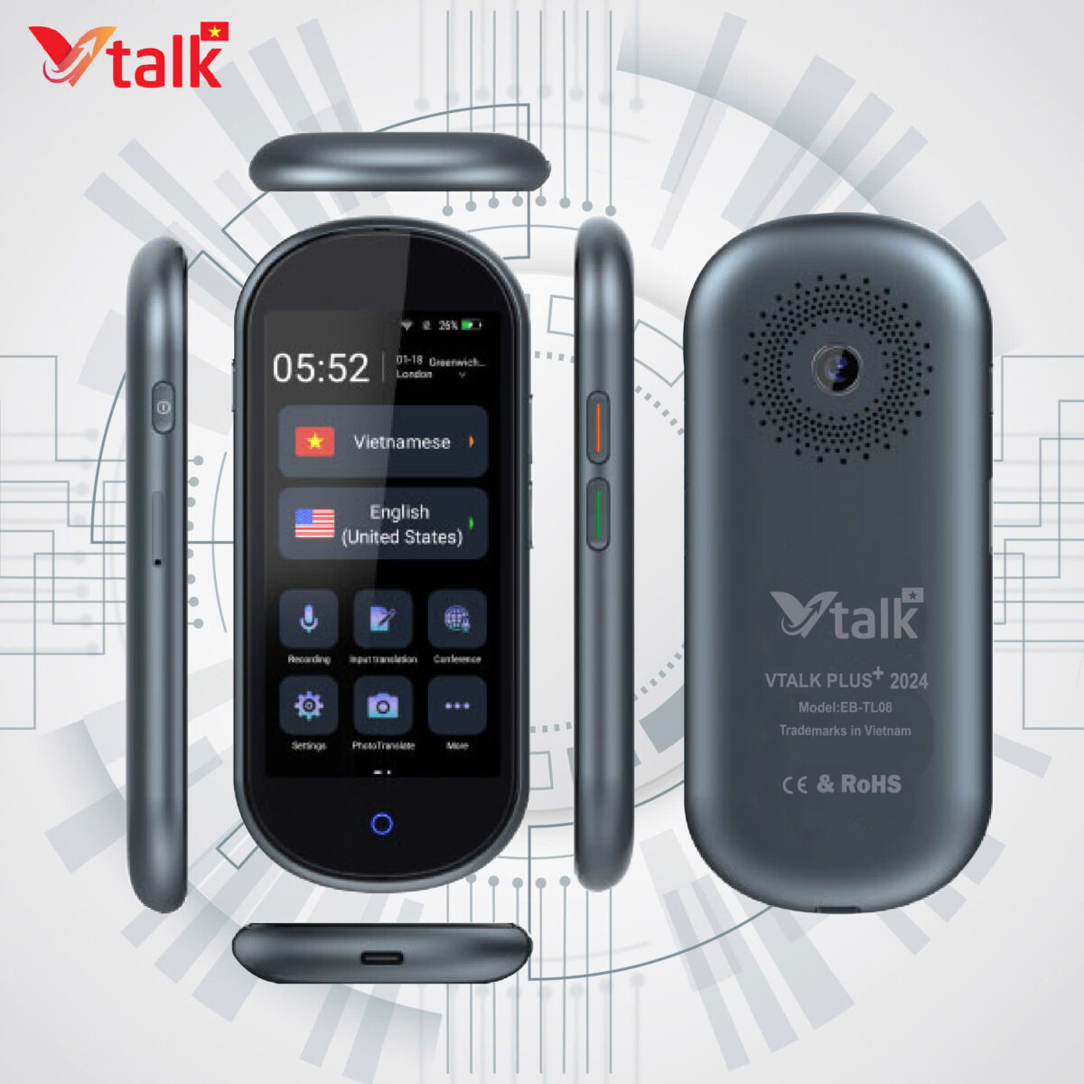 Máy Phiên Dịch VTalk Plus+ 2025 - Bản Nâng Cấp Ram 2GB - 16GB – Mang Thương Hiệu Việt Nam, Dịch Offline Có Tiếng Việt Máy Phiên Dịch VTalk Plus+ 2025 - Bản Nâng Cấp Ram 2GB - 16GB – Mang Thương Hiệu Việt Nam, Dịch Offline Có Tiếng Việt