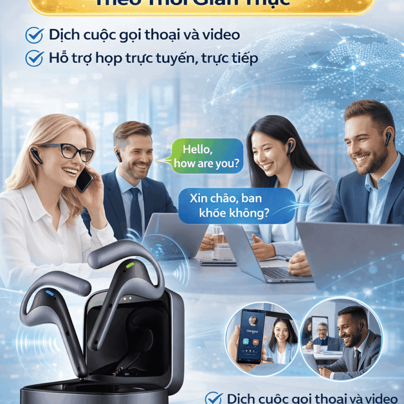 Tai nghe phiên dịch W4 Pro – Phiên Dịch Song Song Tức Thời Theo Thời Gian Thực