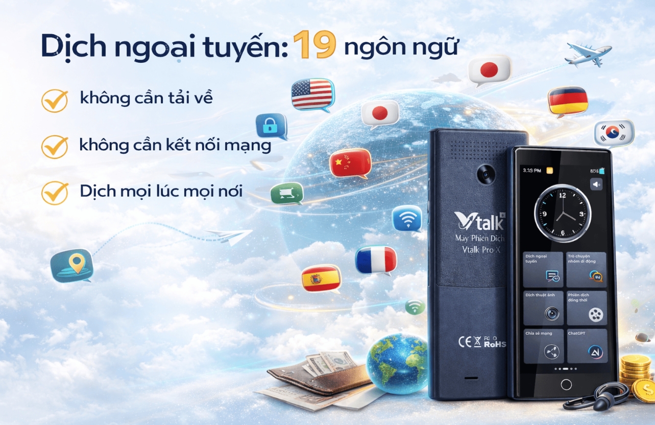 Dịch ngoại tuyến Máy Phiên Dịch Vtalk Pro X