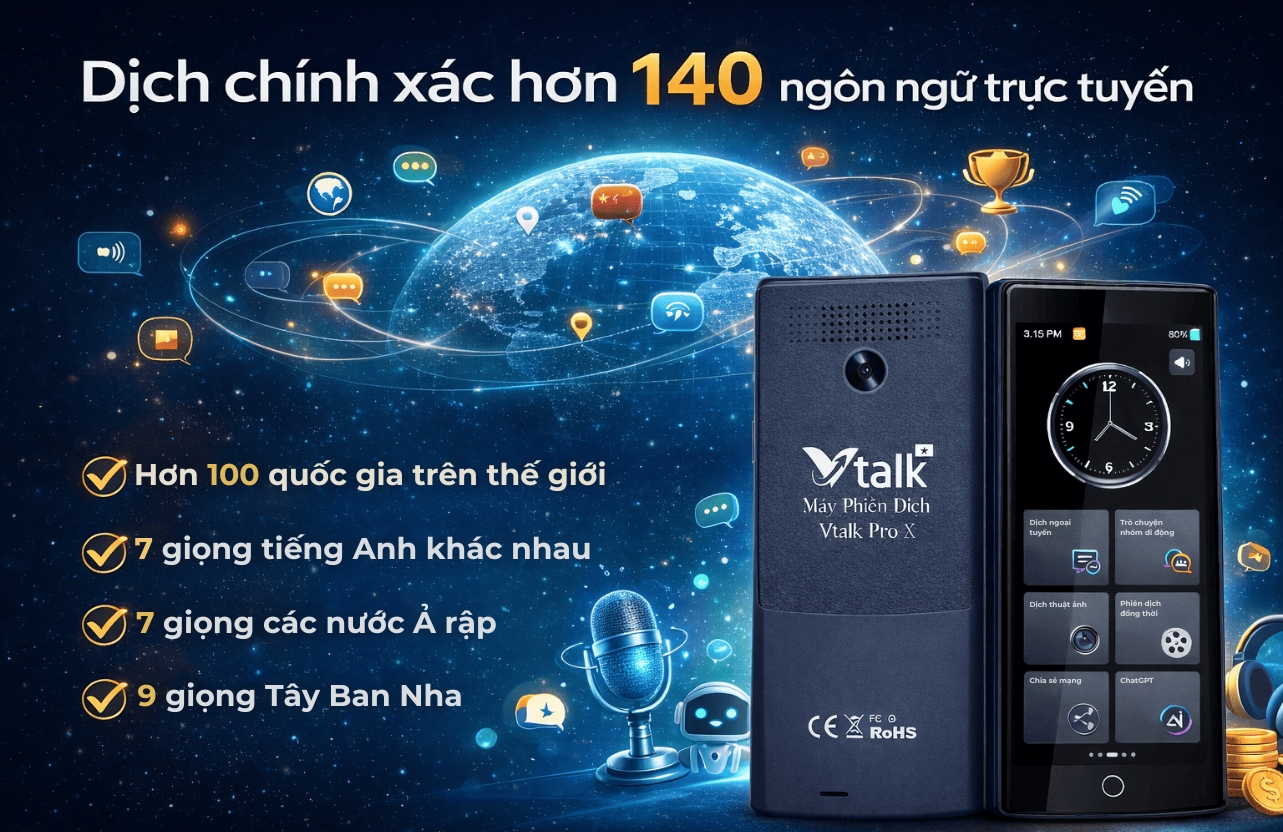 Dịch ngôn ngữ Máy Phiên Dịch Vtalk Pro S