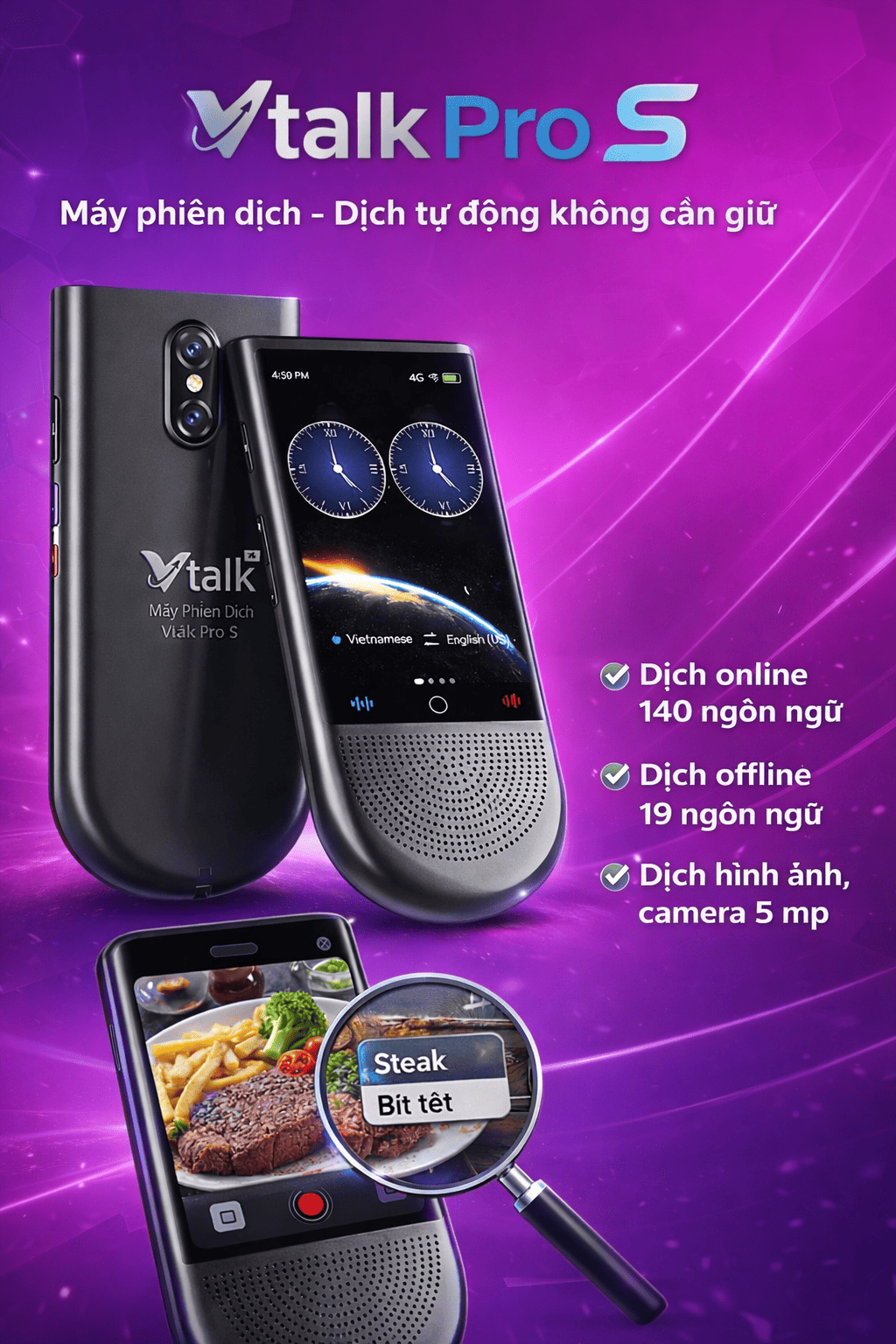 Vtalk Pro S - Máy Phiên Dịch Thiết Kế Mới Dịch Tự Động Vtalk Pro S - Máy Phiên Dịch Thiết Kế Mới Dịch Tự Động
