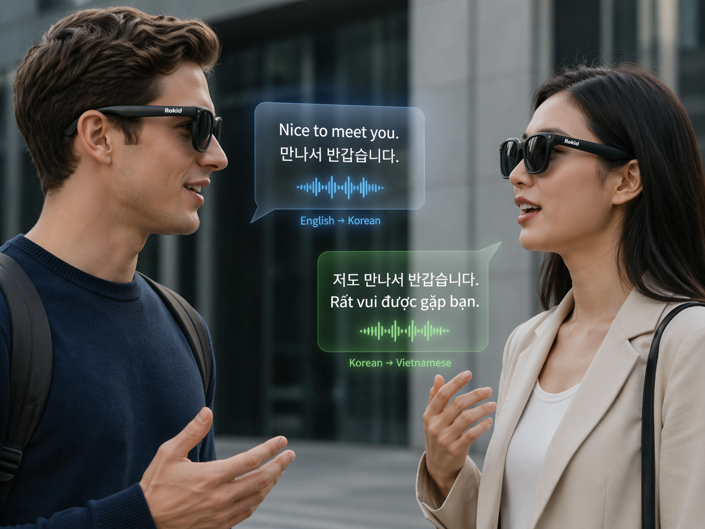 Kính phiên dịch Rokid AI Smart Glasses 2026 - Giao tiếp với nhau bằng kính phiên dịch