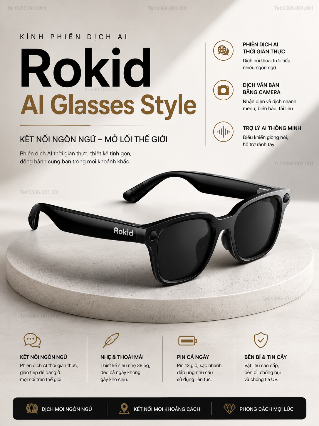 Rokid AI Glasses Style 2026 – Kính Phiên Dịch Tích Hợp AI Điều Khiển Giọng Nói “Hey Rokid”