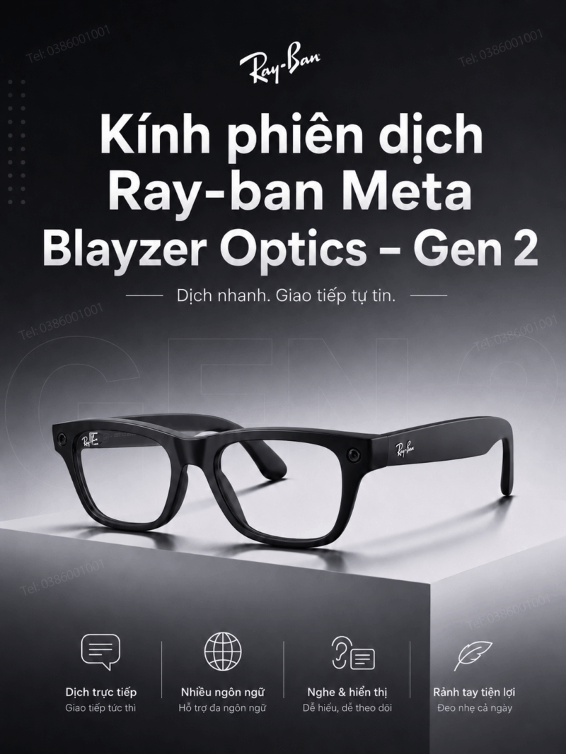 Ray-ban Meta Blayzer Optics Gen 2 2026 - Kính Phiên Dịch Tích Hợp Meta AI Dịch Realtime