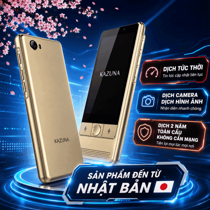 Kazuna ETalk 5 2026 - Máy Phiên Dịch Thông Minh Được Sản Xuất Tại Nhật Bản