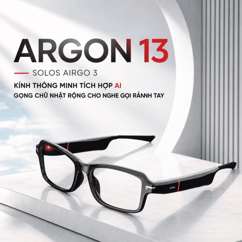 Argon 13 Solos AirGo 3 – Kính Thông Minh Tích Hợp AI Gọng Chữ Nhật Rộng Cho Nghe Gọi Rảnh Tay