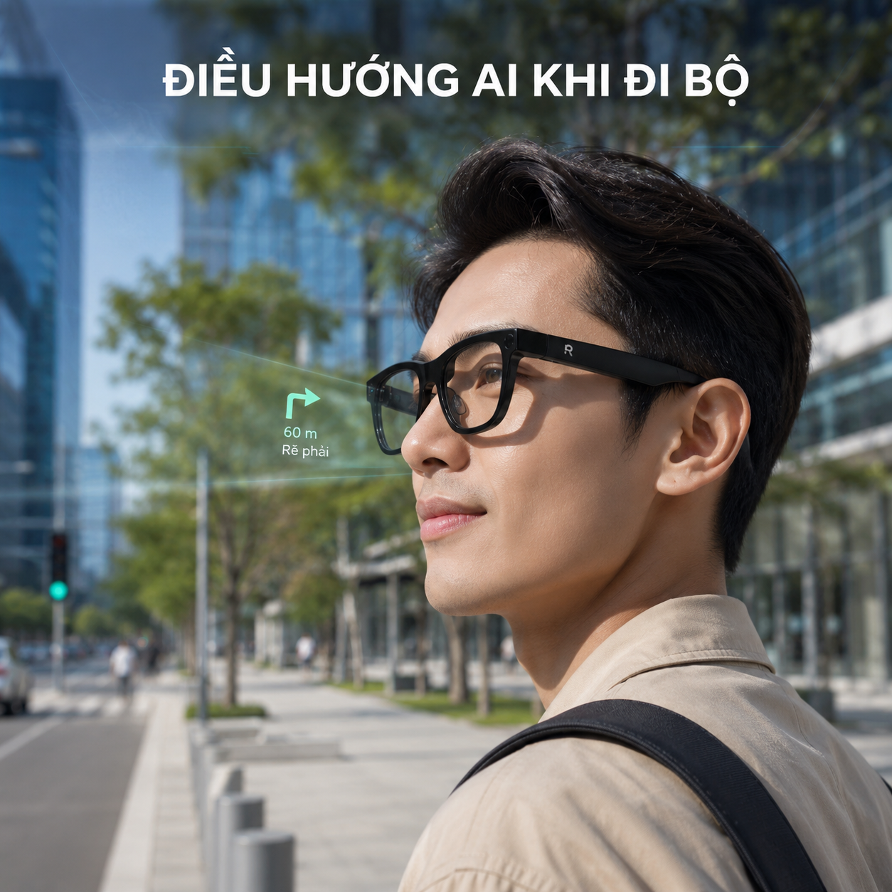 kính Rokid Display hiển thị chỉ dẫn điều hướng bằng Micro-LED.
