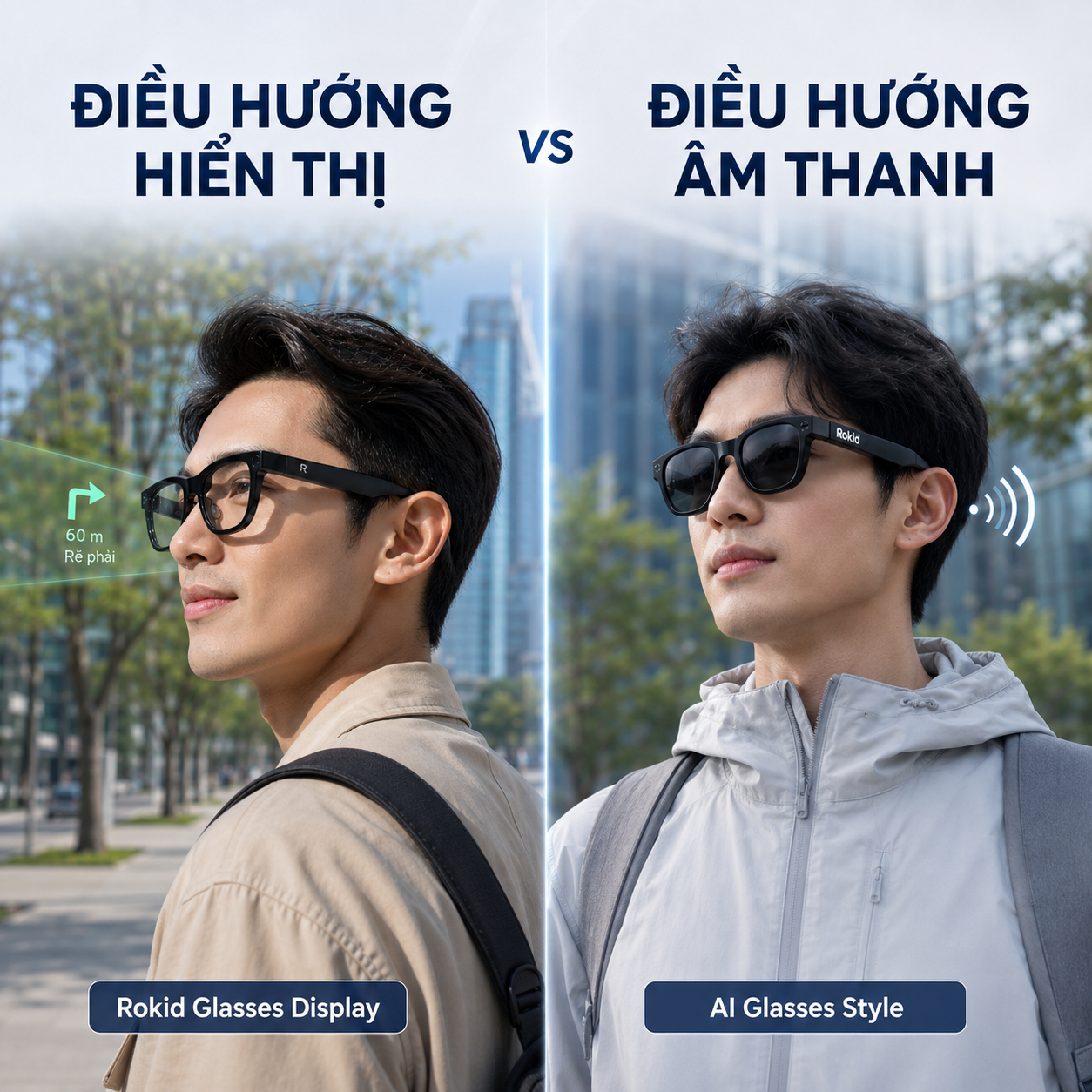 so sánh dẫn đường trực quan và dẫn đường âm thanh trên kính Rokid.