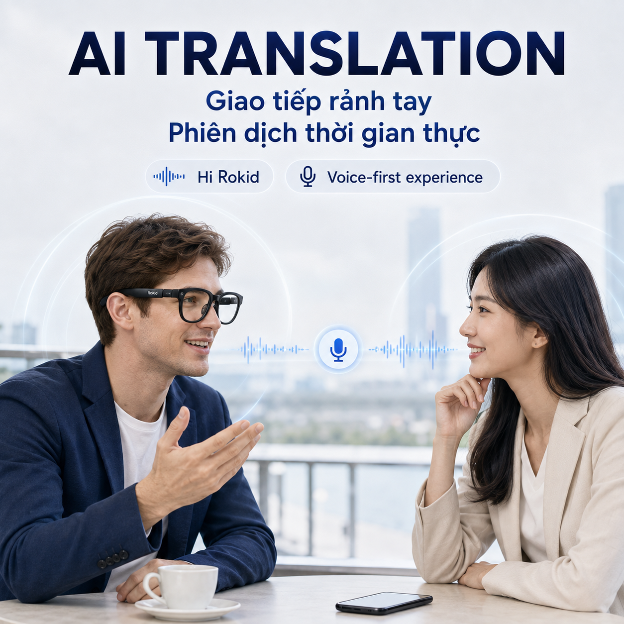 Kính AI Rokid hỗ trợ phiên dịch thời gian thực bằng âm thanh.