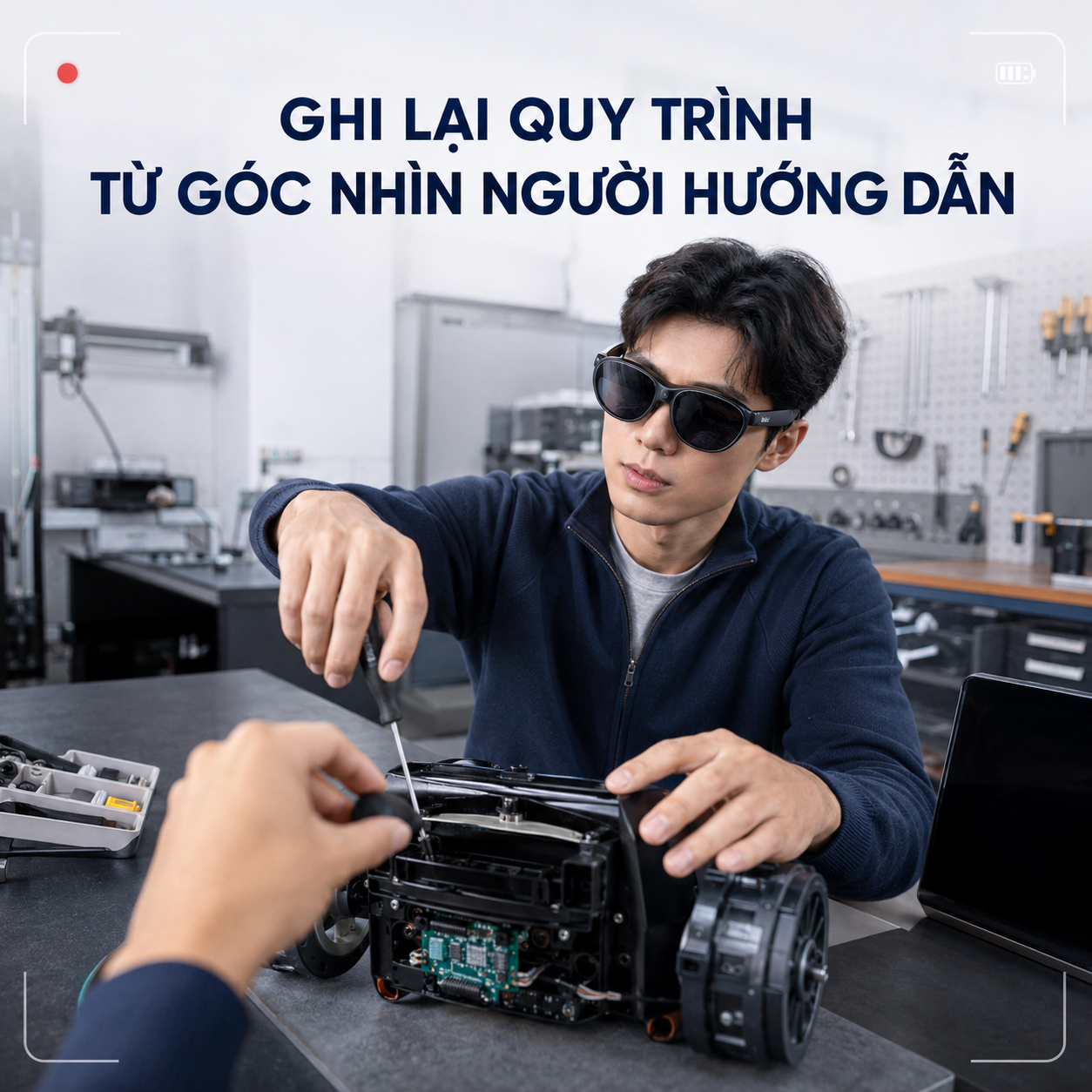 camera POV trên kính Rokid ghi quy trình hướng dẫn thực hành.