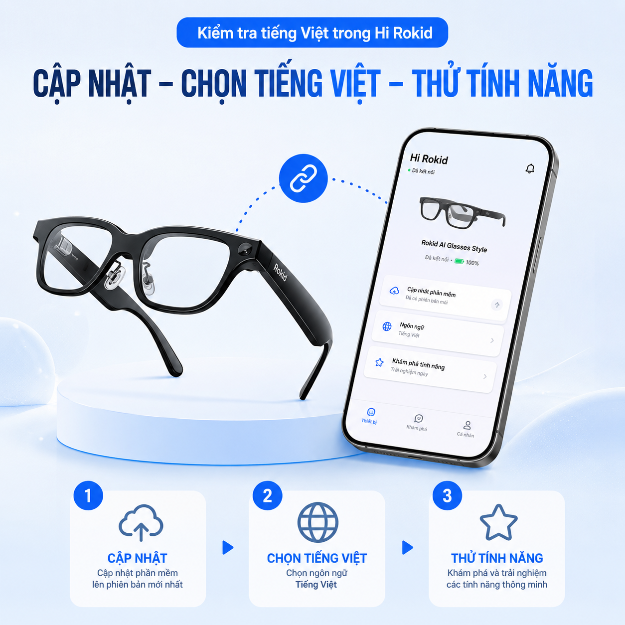 kiểm tra tiếng Việt trong ứng dụng Hi Rokid.
