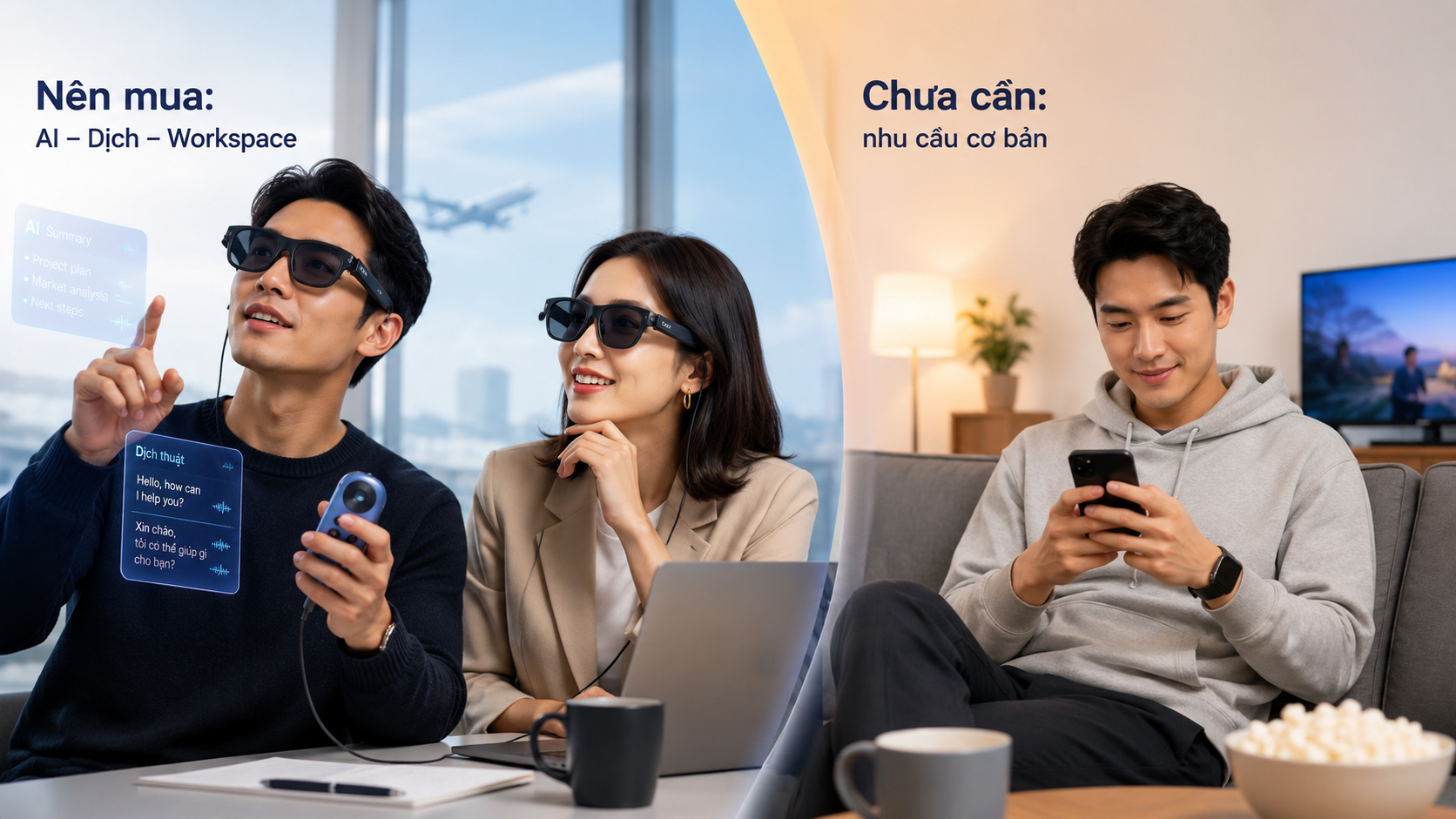 Ảnh minh họa nhóm người nên mua và chưa cần mua Kính Thông Minh Rokid theo nhu cầu sử dụng.