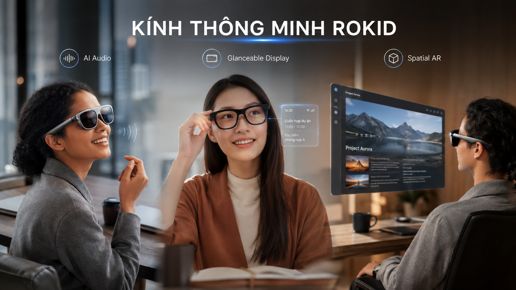 Ba nhóm kính thông minh gồm AI không màn hình, kính Micro-LED và kính AR màn hình lớn.