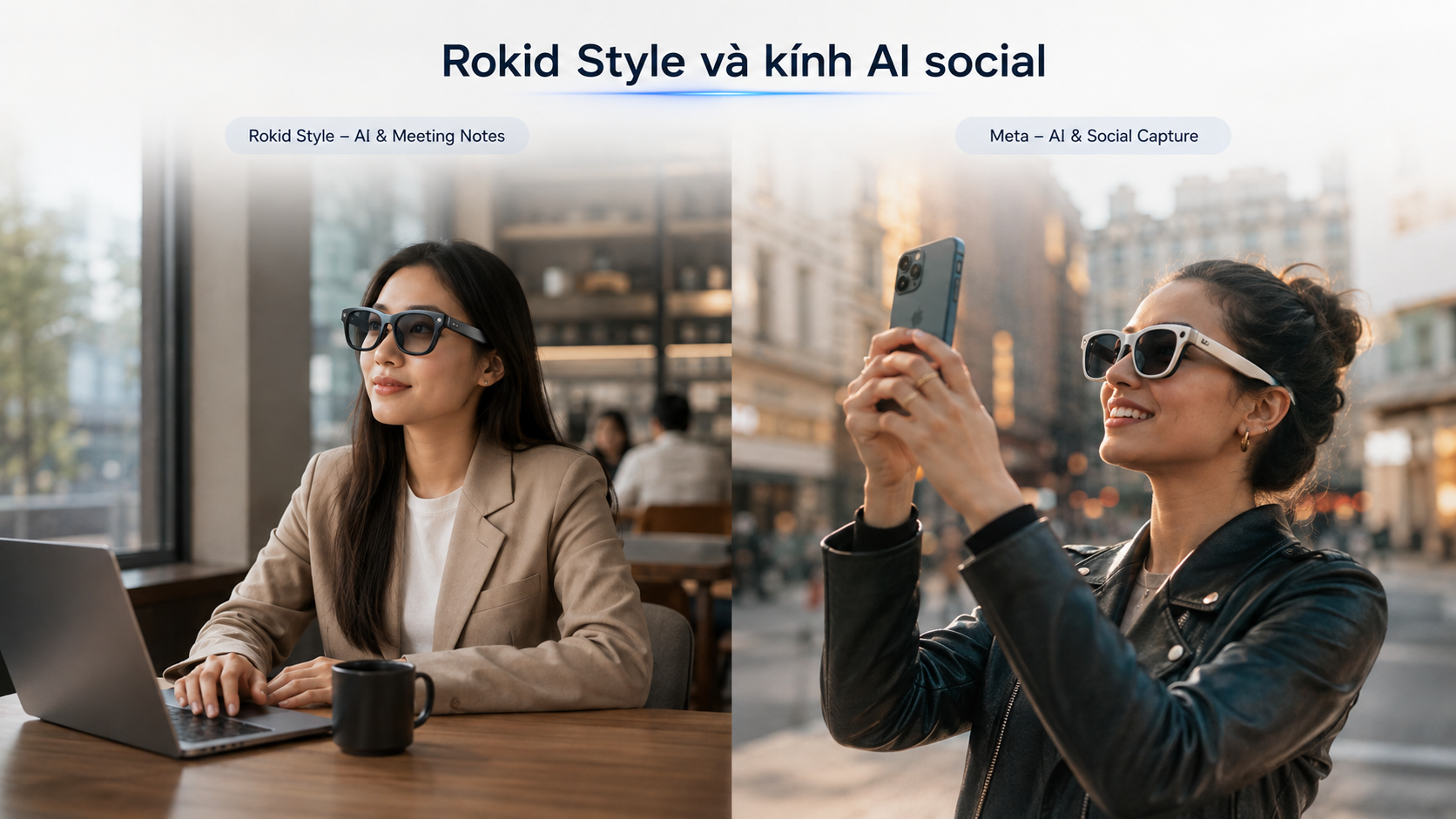 So sánh trải nghiệm AI, camera và cuộc gọi giữa Rokid AI Glasses Style và kính AI social.
