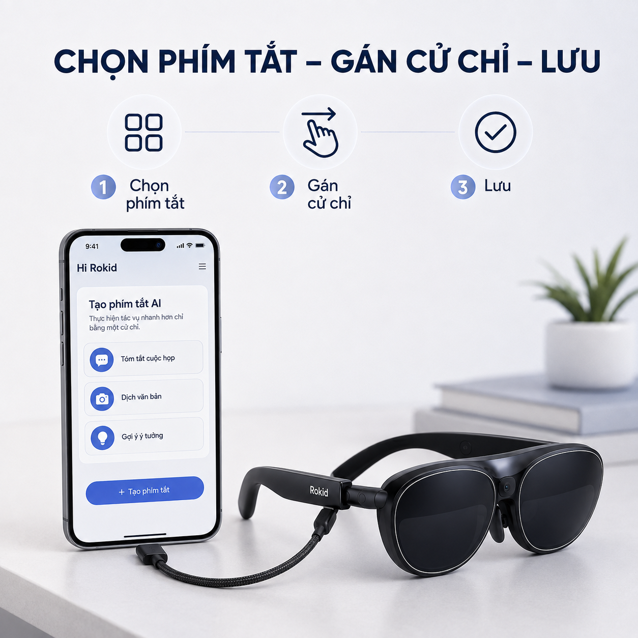 quy trình tạo phím tắt thông minh trong Hi Rokid.