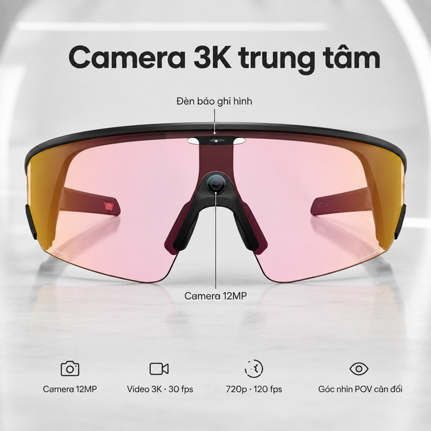 Kính AI Oakley Meta Vanguard – Camera 3K và dữ liệu luyện tập thời gian thực