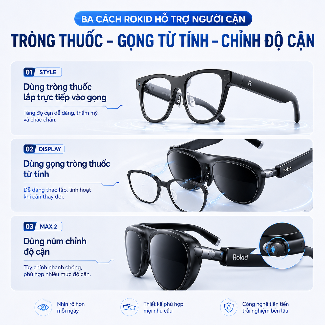 các giải pháp hỗ trợ cận thị trên kính Rokid.