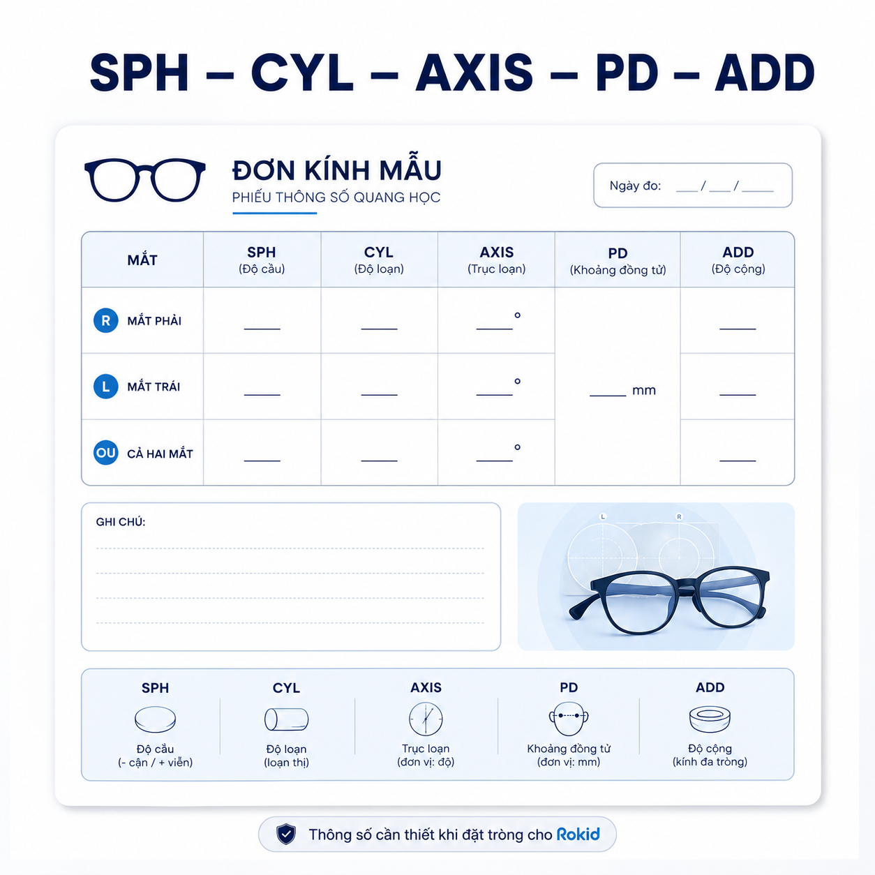 thông số cần chuẩn bị khi đặt tròng prescription cho Rokid.