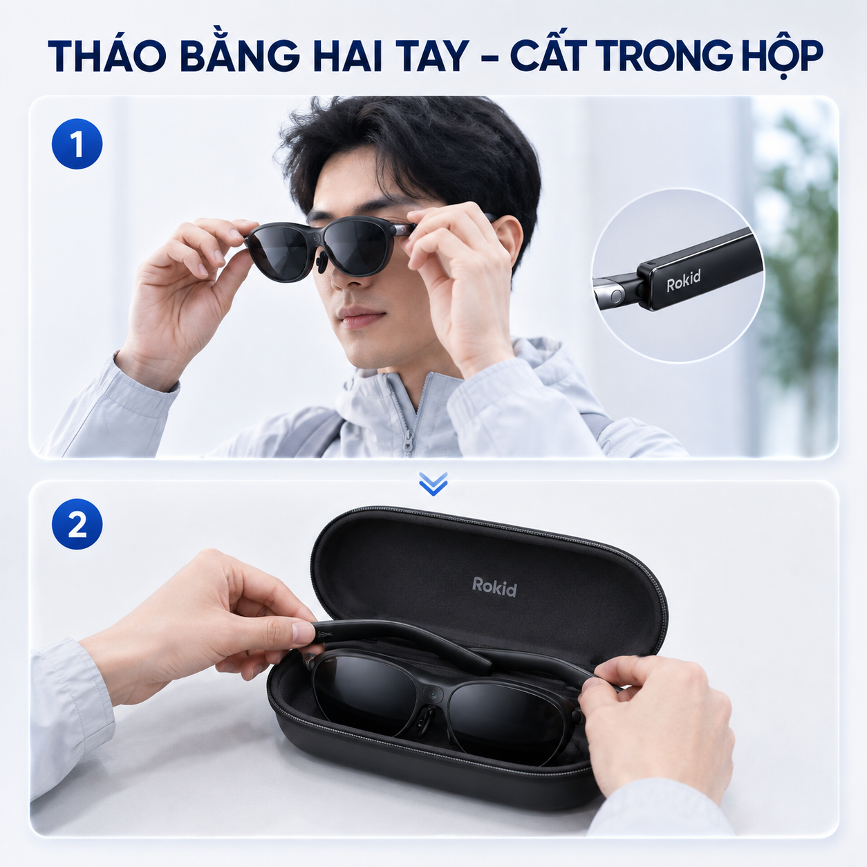 cách tháo và bảo quản kính Rokid đúng cách.
