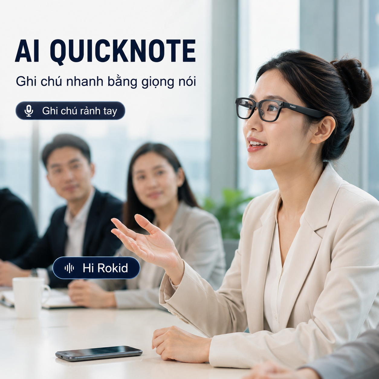Rokid AI Glasses Style hỗ trợ ghi chú nhanh bằng giọng nói.