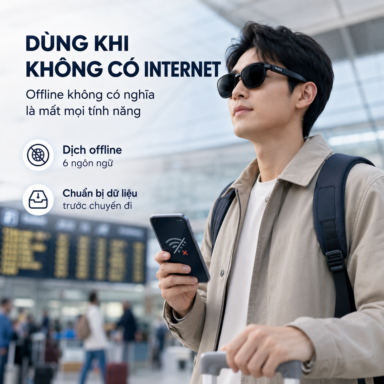 Kính AI Rokid sử dụng trong khu vực không có Internet.
