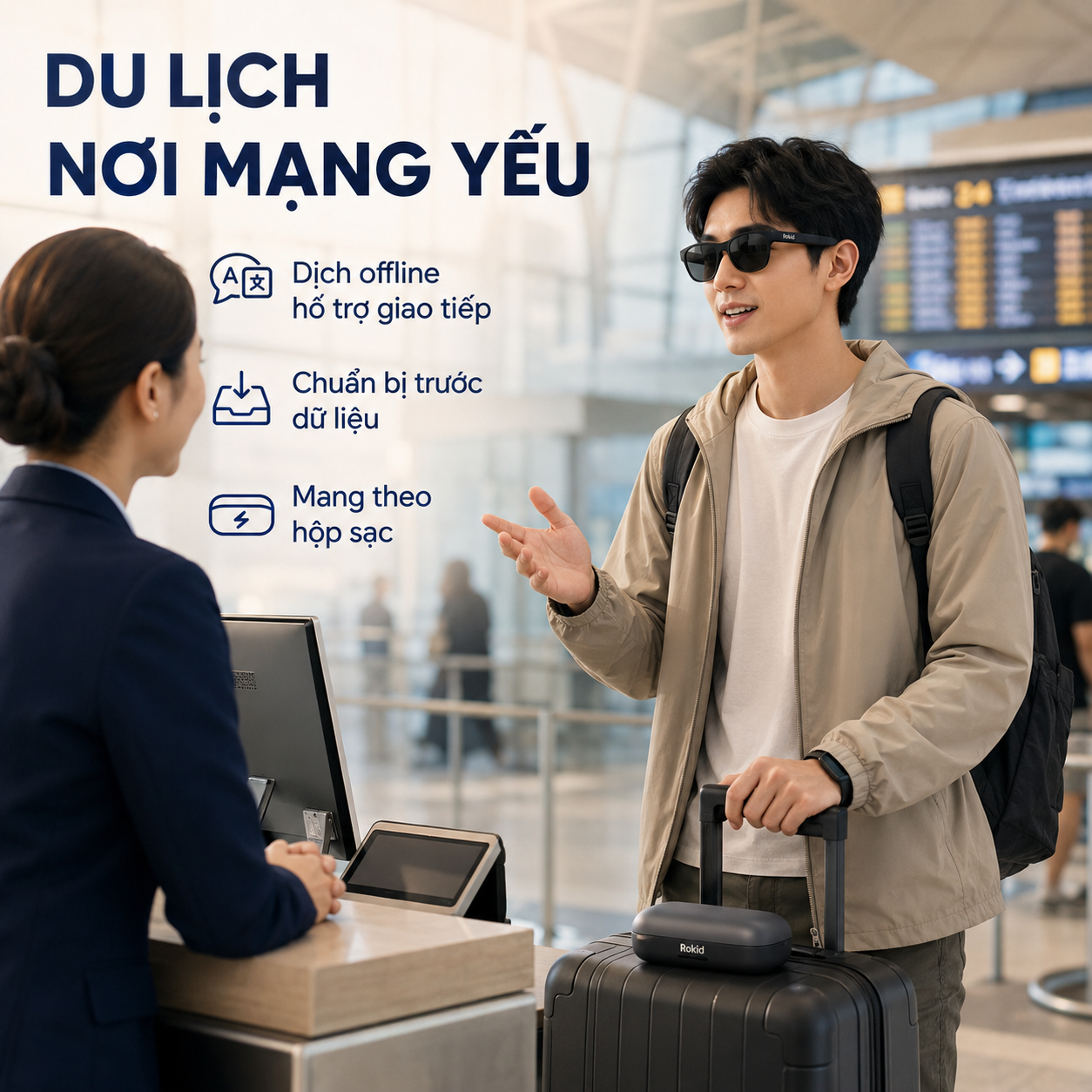 Rokid AI Glasses Style hỗ trợ du lịch tại nơi mạng yếu.